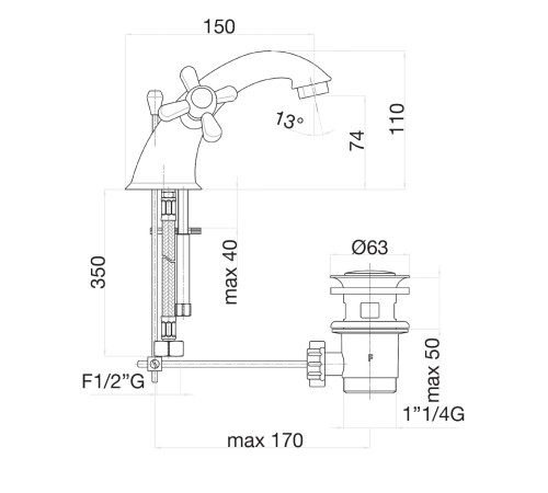 Смеситель для раковины Fiore MARGOT 26ZZ0622, бронза