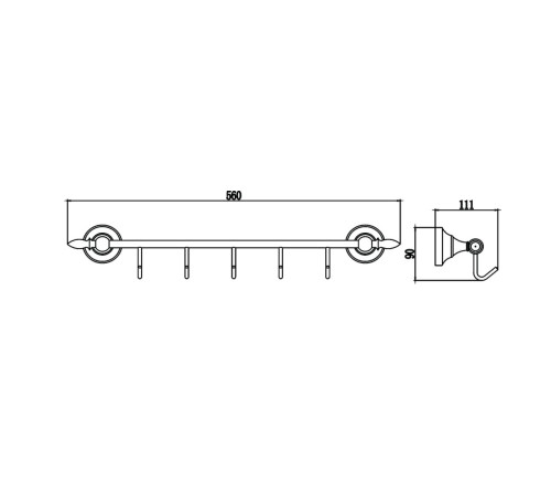 Планка с крючками Savol S-06875B, золото