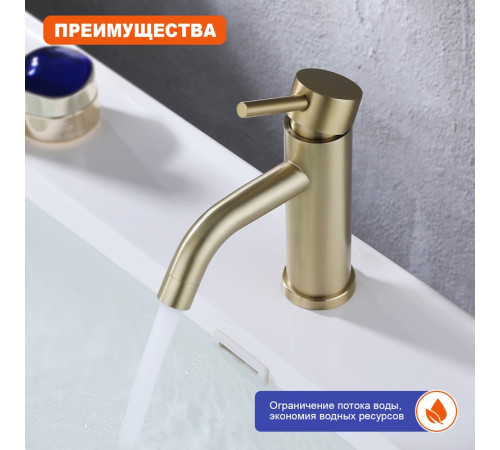 Смеситель для раковины Prohanss P31.10.03, золотой сатин
