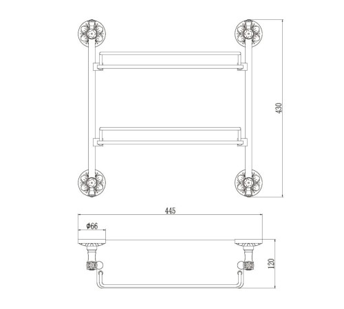 Полка стеклянная S-005822B Savol, золото