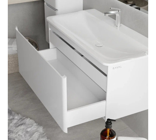 Тумба с раковиной подвесная RAVAL Вельто 100, белый