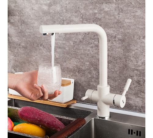 Смеситель для кухни с подключением фильтра FRAP F4352-24, белый
