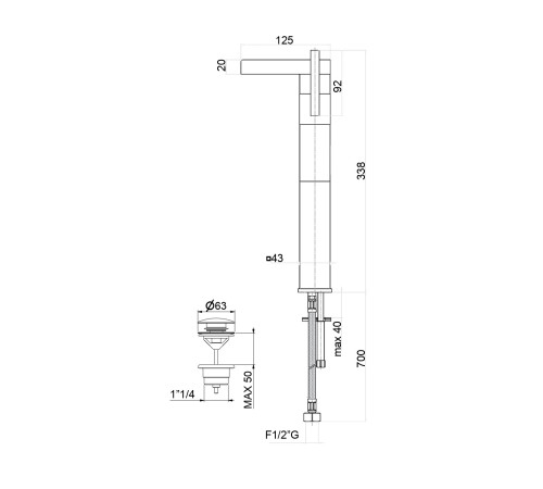 Смеситель для раковины Fiore XS 71CR7704, хром