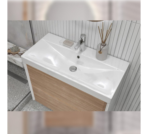 Тумба с раковиной подвесная Velvex Gesso tp.GES.9696.80.2Y белый матовый/дуб сонома, 80 см