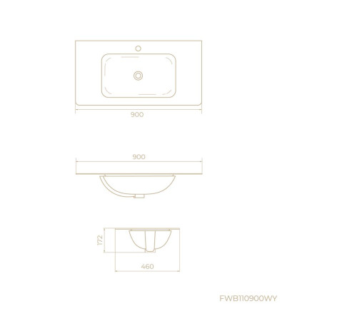 Раковина встраиваемая Knotlor ГРАЦИЯ FWB110900WY, матовый белый, 90 см
