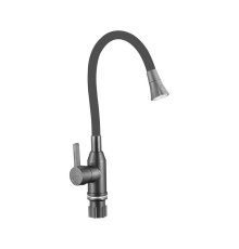 Смеситель для кухни с гибким изливом и режимом душ Fmark FS8277Q-01, графит/темно-серый