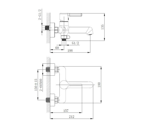 Смеситель для ванны Haiba HB60814, хром