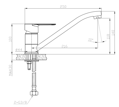 Смеситель для кухни VODA Snow KITCHEN K05W