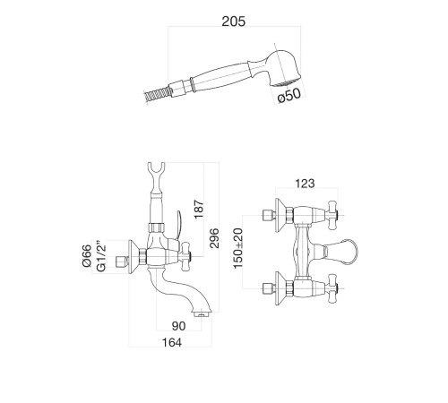 Смеситель для ванны Fiore MARGOT 26ZZ0610, бронза