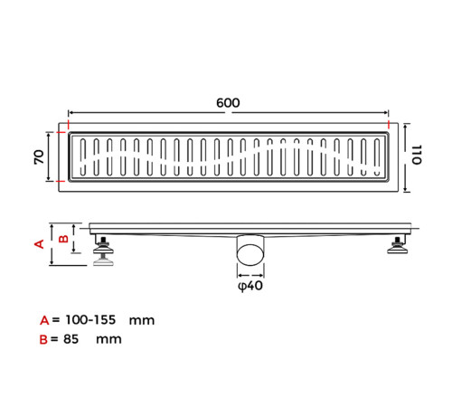 Душевой лоток GAPPO G86007-36, черный