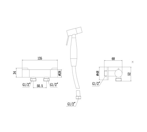 Гигиенический душ без смесителя Fmark FS-FXQ03Q, графит