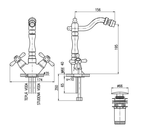 Смеситель для биде Rav Slezak MORAVA MK121.5/9Z, золото