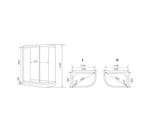 Душевая кабина Timo Eco TE-0702L, 120x80x215