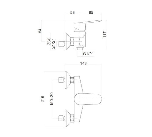 Смеситель для душа Webert Sax Evolution SE870101015, хром