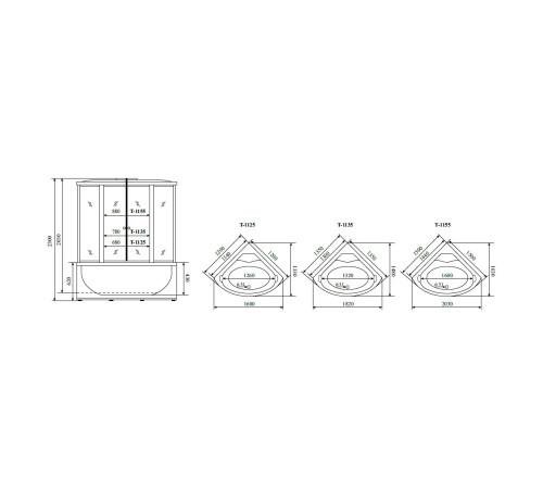 Душевая кабина (душевой бокс) Timo Standart T-1155, 150x150x220