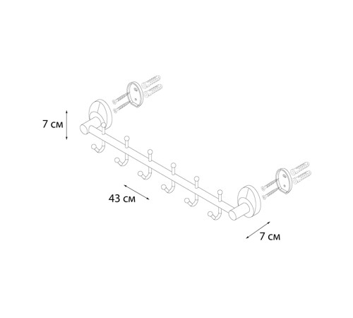 Планка с шестью крючками FIXSEN EUROPA FX-21805-6, хром