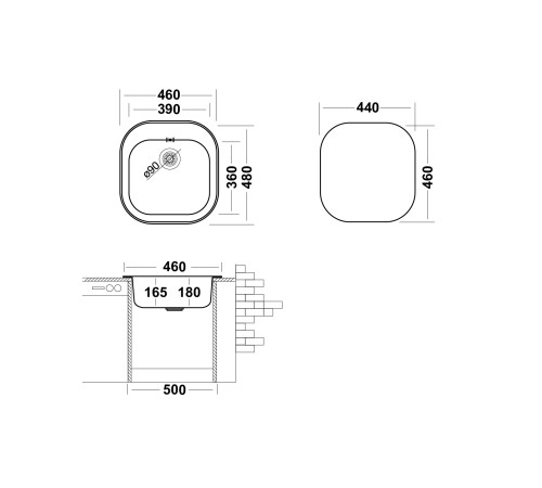 Кухонная мойка UKINOX Галант GAP460.480 -GT8K 0C, 48*46