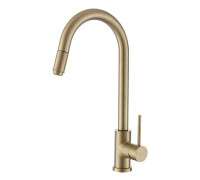 Смеситель для кухни с выдвижным изливом Voda Vessel Gold VSL519G, золотой сатин