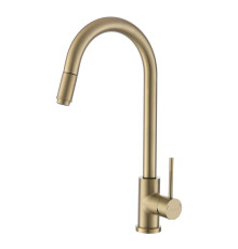 Смеситель для кухни с выдвижным изливом Voda Vessel Gold VSL519G, золотой сатин