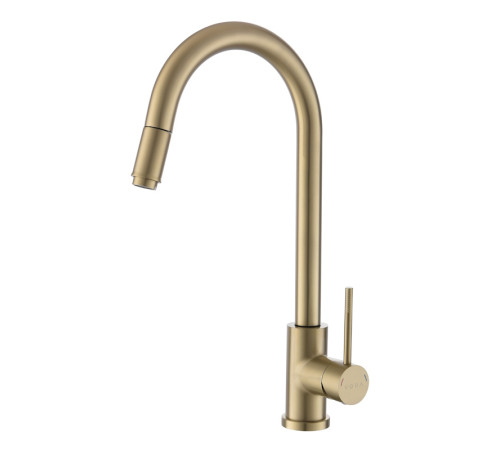 Смеситель для кухни с выдвижным изливом Voda Vessel Gold VSL519G, золотой сатин