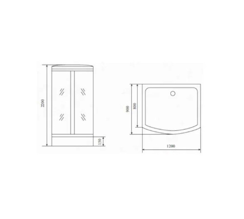 Душевая кабина Timo Standart Silver Fabric T-6615SF, 120x90x220