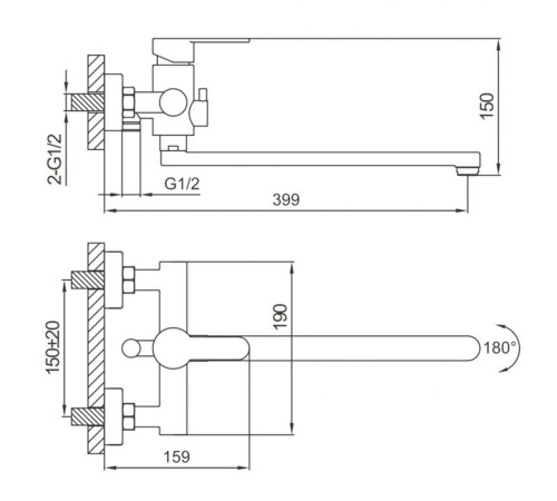 Смеситель для ванны FRAP F22801-26, черный