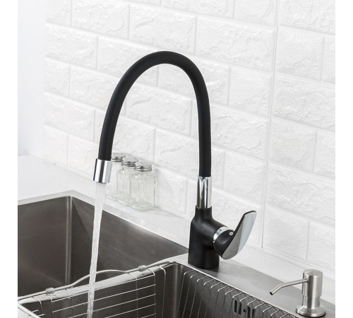 Смеситель для кухни с гибким изливом FRAP F4453-04, черный