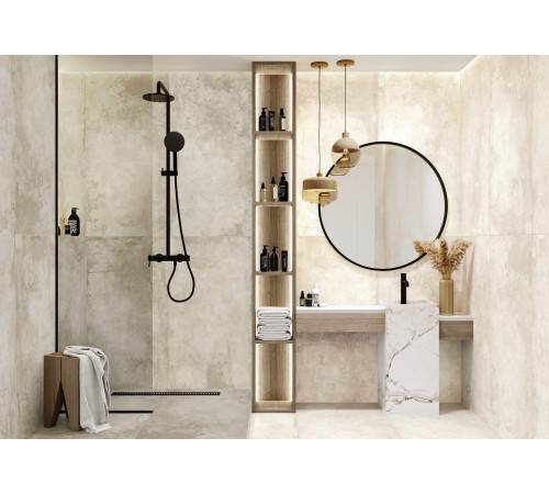 Керамогранит Alma Ceramica GFU6060CMT04R Cemento 60x60 бежевый глазурованный матовый / противоскользящий под бетон