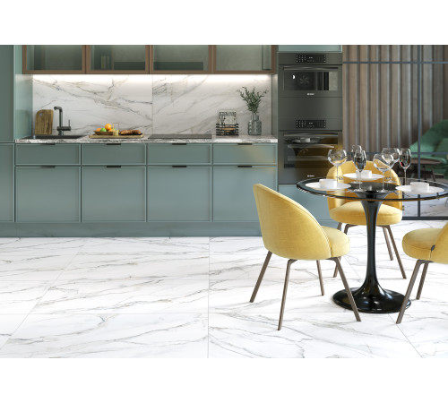 Керамогранит Delacora D12054M Omega Gold 60x120 белый матовый под мрамор