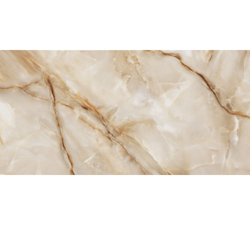 Керамогранит LCM 60120ORO11P Onyx Royal Latte 60x120 бежевый полированный под камень
