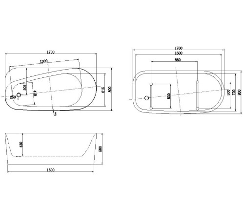 Акриловая ванна Allen Brau Priority 1 170x80 2.31001.20