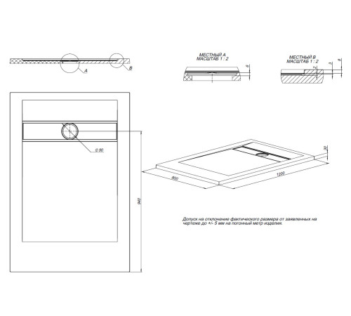 Душевой поддон Allen Brau Infinity 120x80 8.21002-PWM папирус