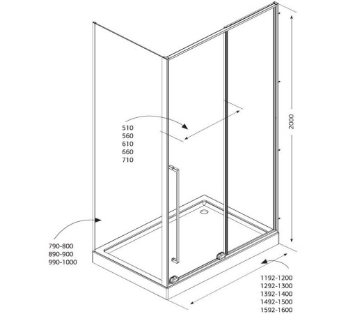 Душевой уголок Allen Brau Fantasy 150x80 3.11009.00 + 3.11011.00 хром