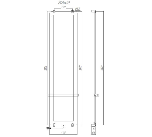Полотенцесушитель электрический Allen Brau Infinity 180x44 с рейлингом и креплением, серебро браш